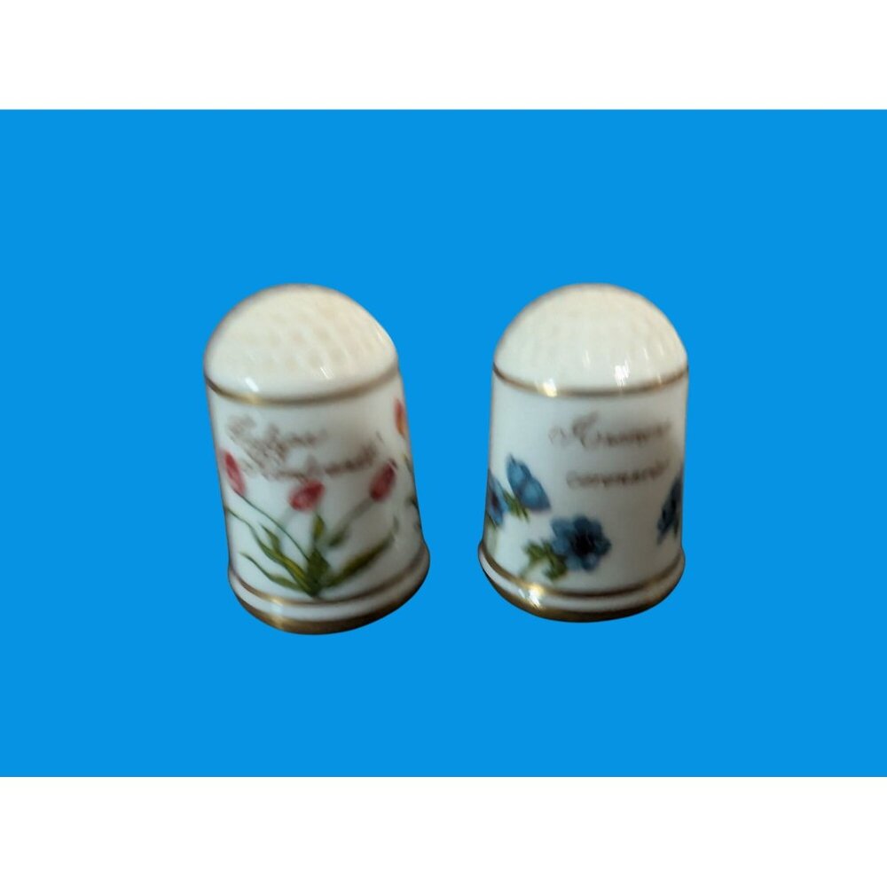 Vintage 1978 Set of 12 Flower Thimbles Franklin Porselein Bloemen Van Nederland - Picture 7 of 9